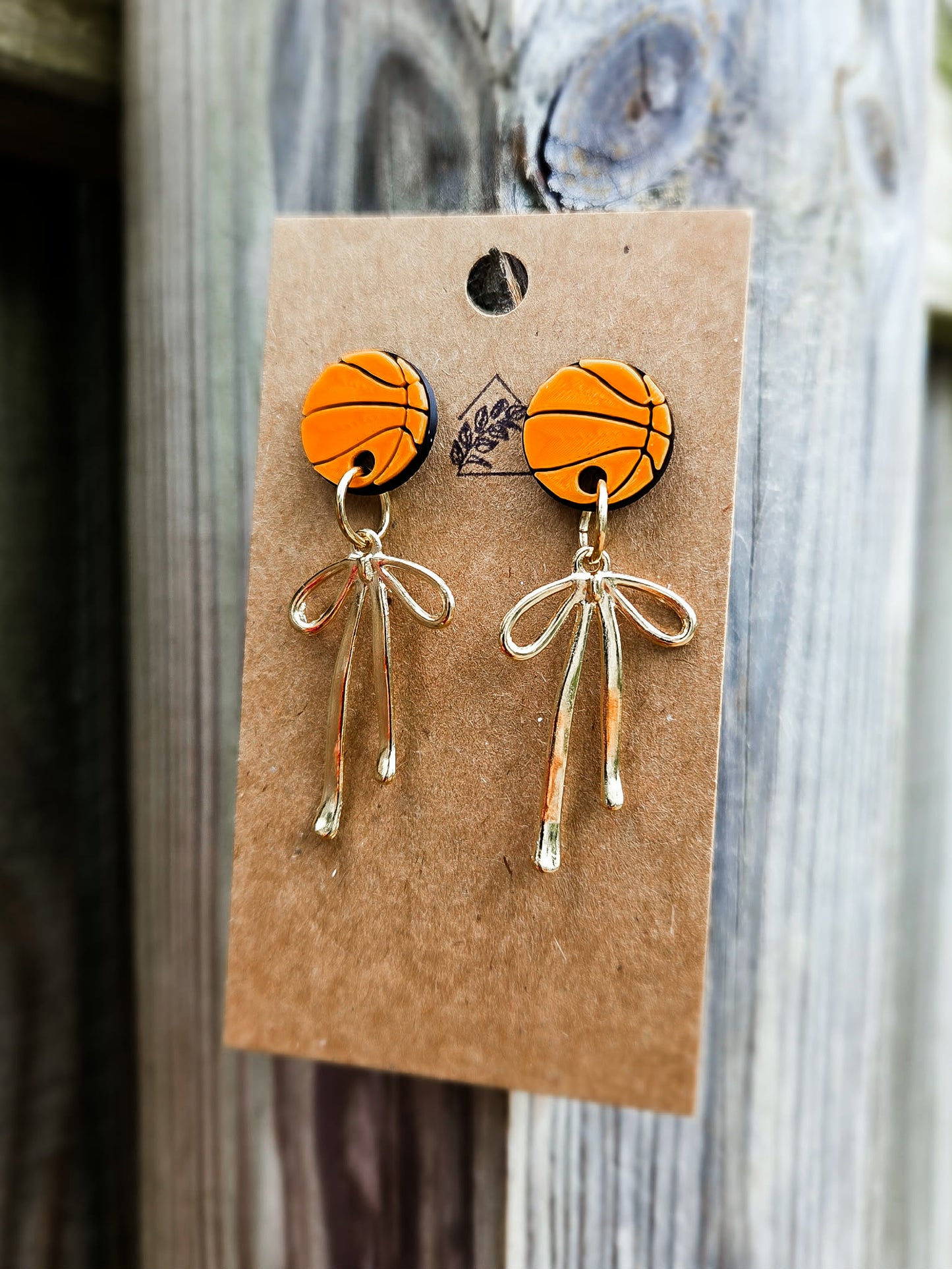 Basketballs & Bows Dangle Earrings