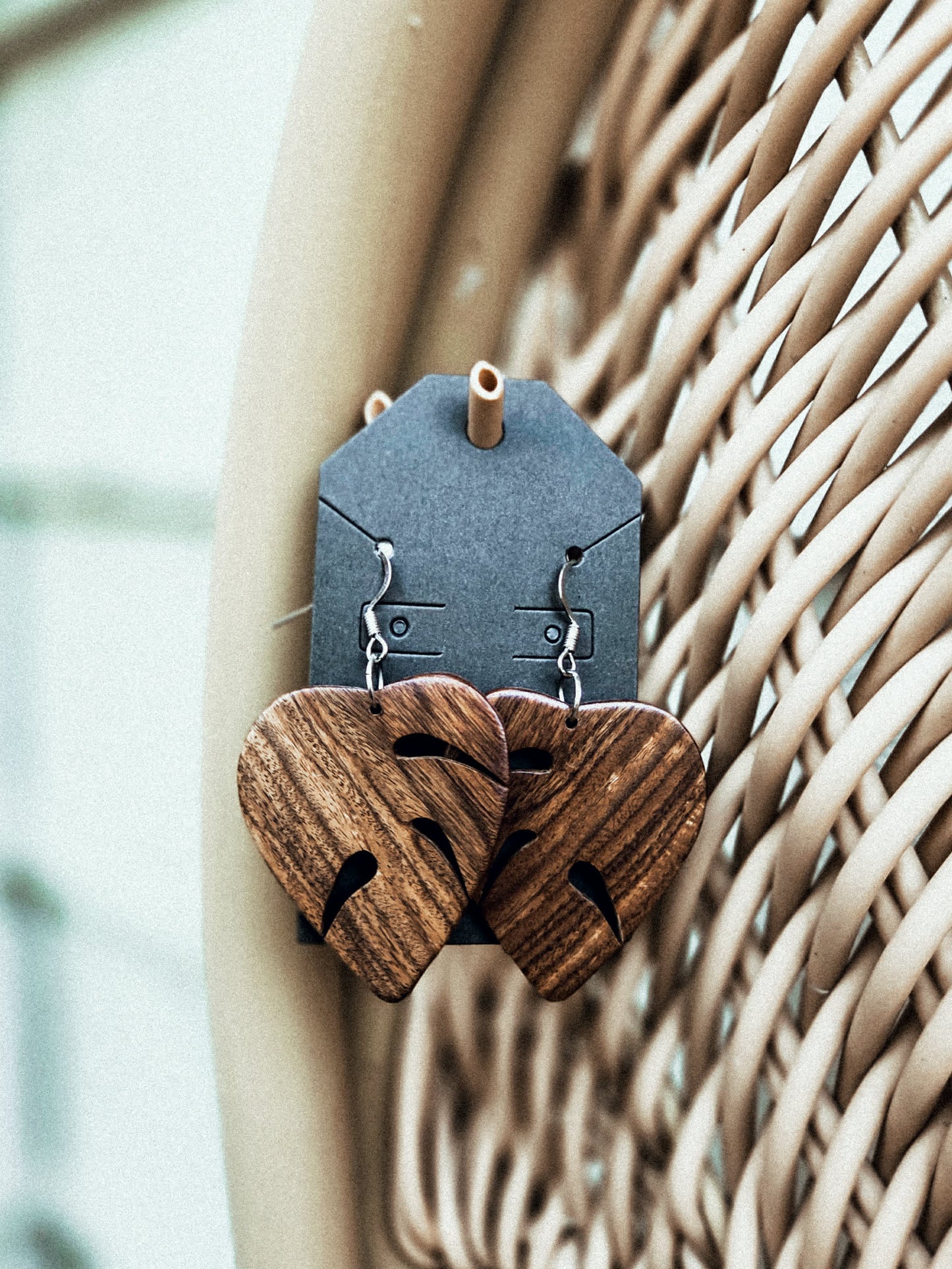 Wood Monstera Dangles Style #2