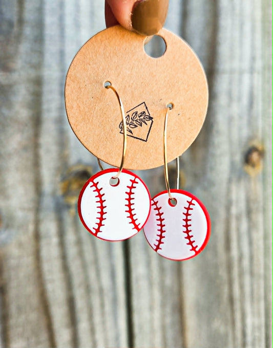 Baseball Hoop Earrings