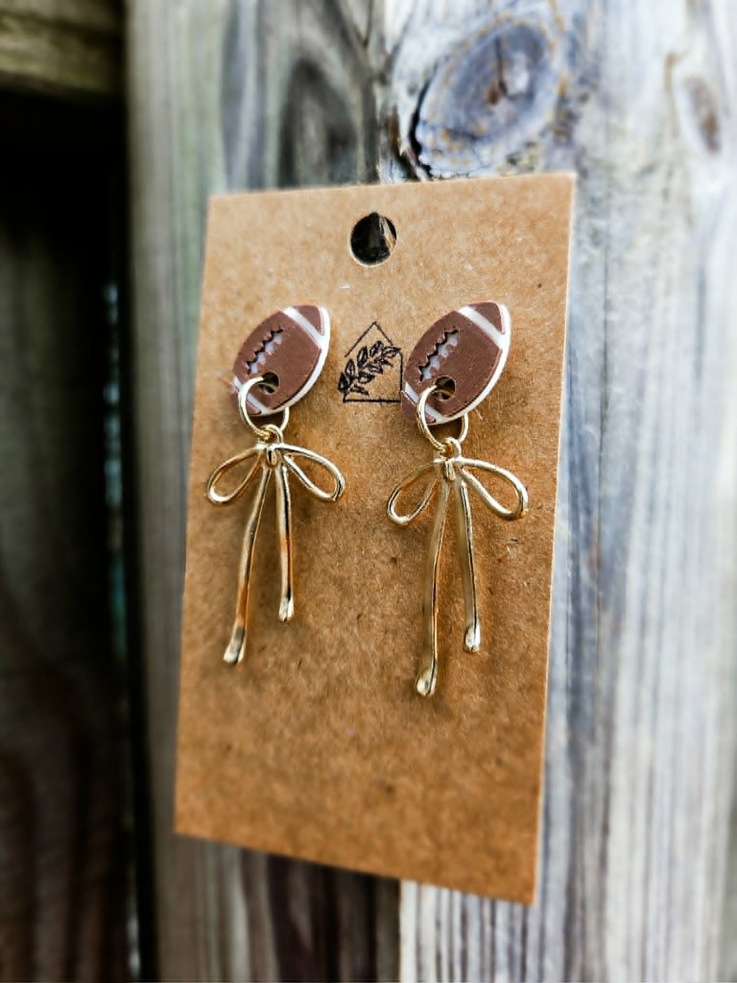 Footballs & Bows Dangle Earrings
