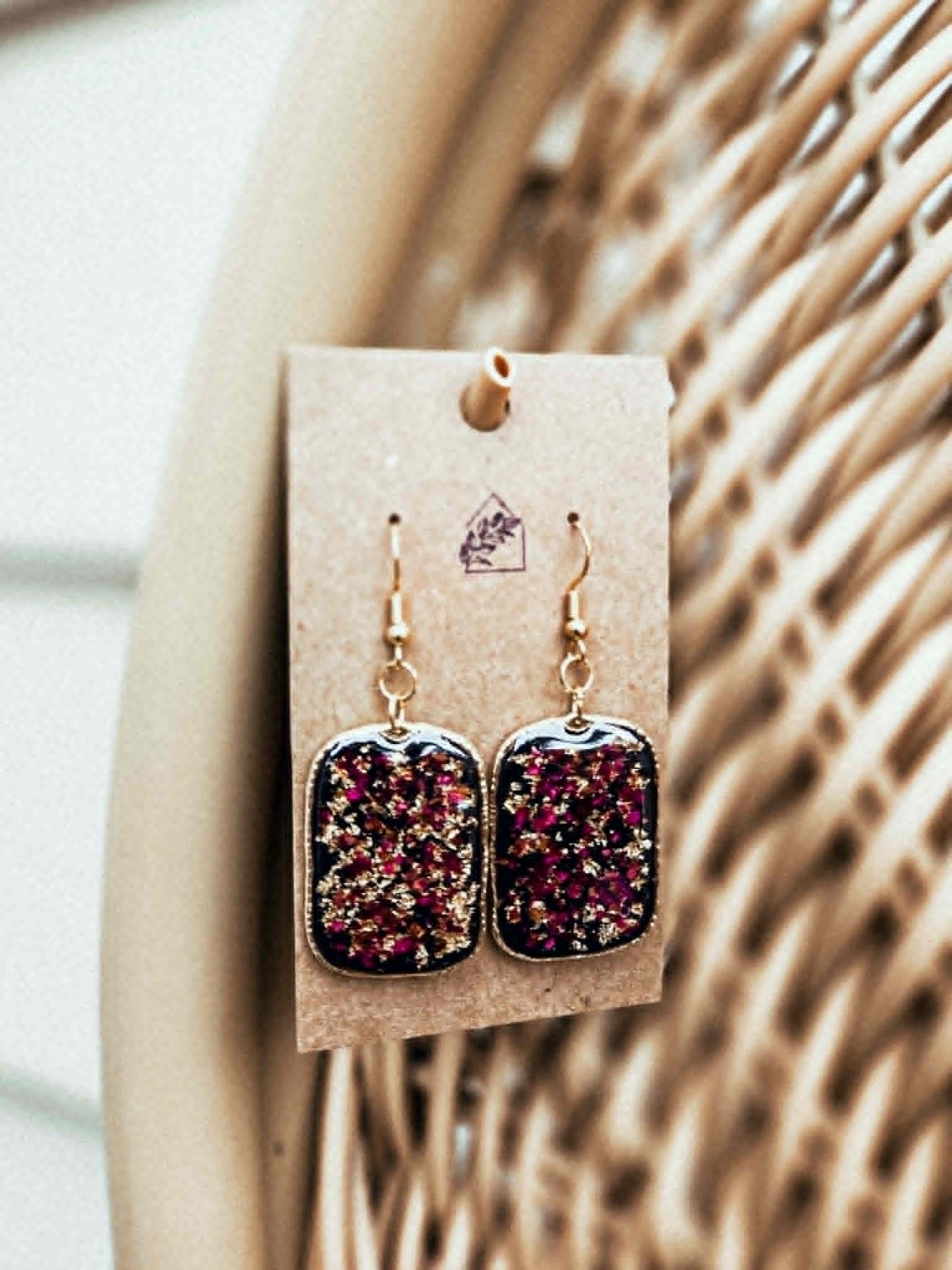 Large Rectangle Dried Floral Dangles
