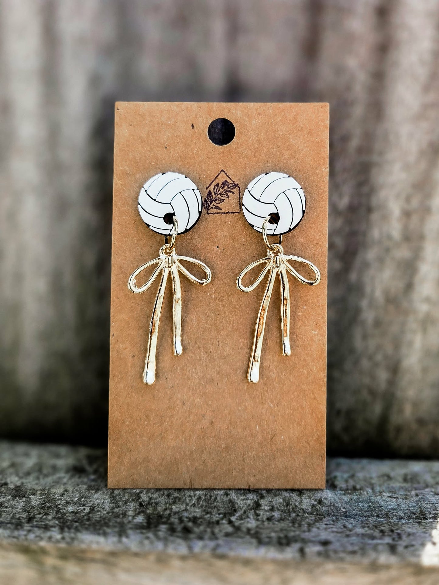Volley Balls & Bows Dangle Earrings