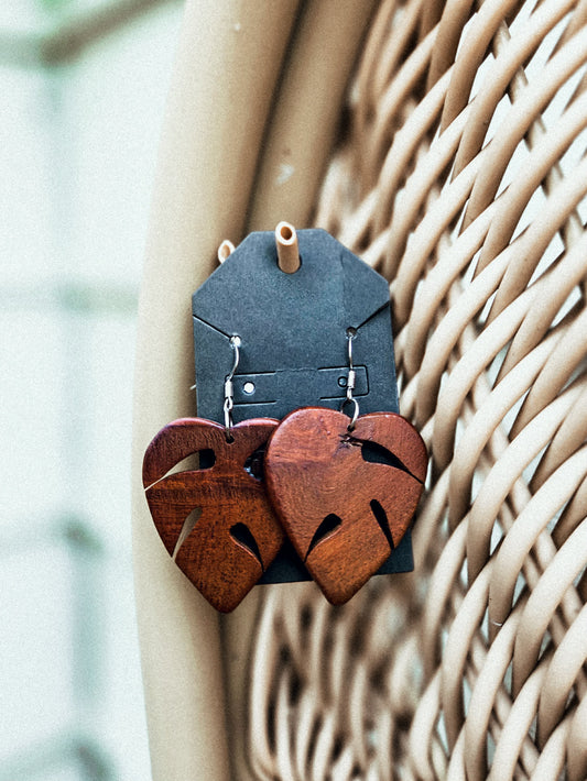 Wood Monstera Dangles Style #1