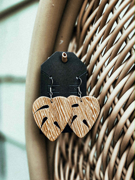 Wood Monstera Dangles Style #3