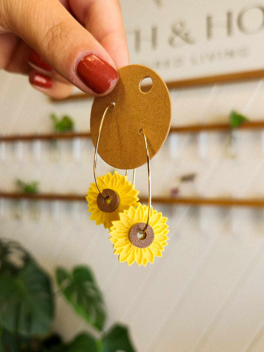 Sunflower Hoop Earrings